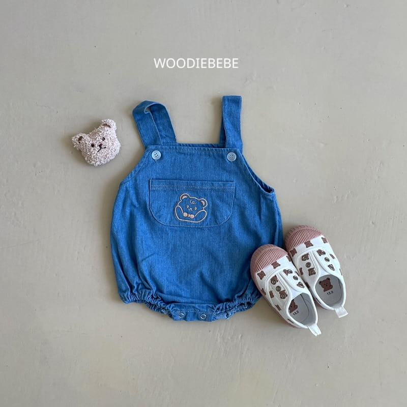 Woodie - Korean Baby Fashion - #babylifestyle - Denim Bear Body Suit - 5