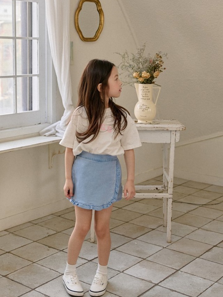 Denim Frill Wrap Pants