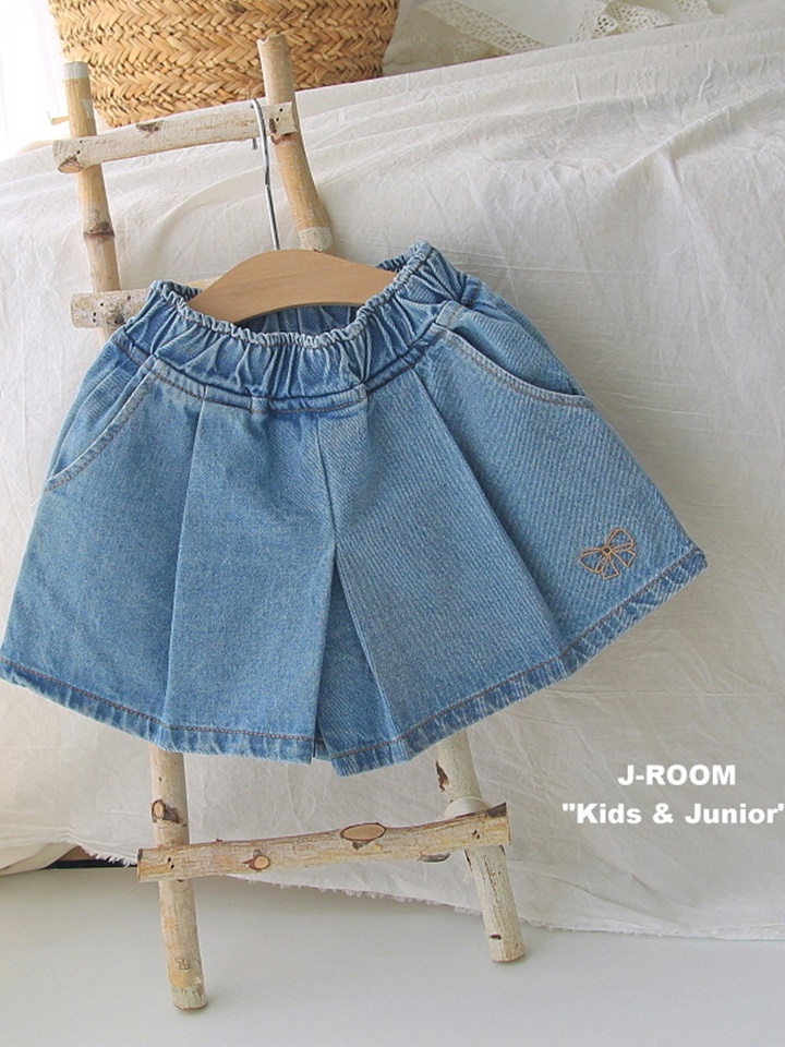 Wrinkle Denim Skirt Pants