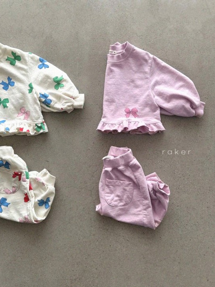 Color Color Ribbon Top Bottom Set