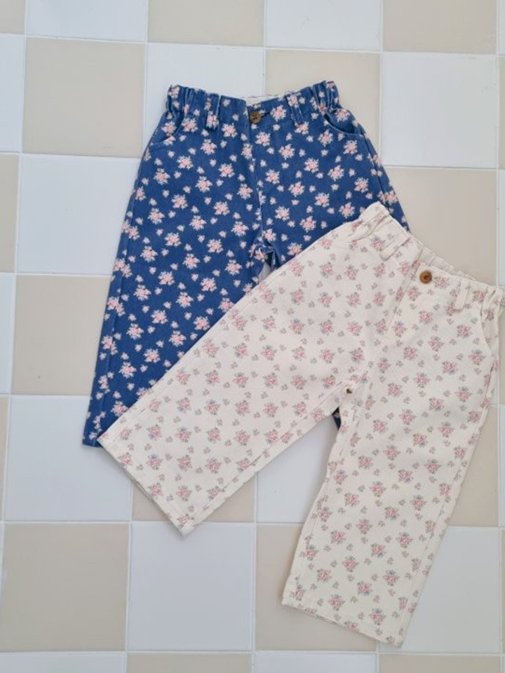 Flower Denim Pants