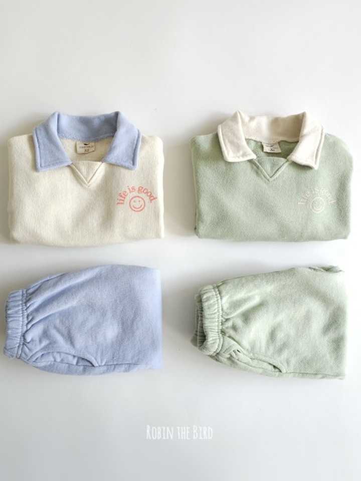 Smile Collar Top Bottom Set