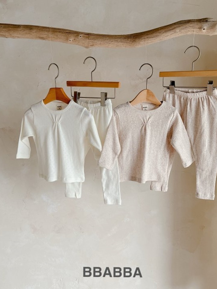 Shirring Eyelet Top Bottom Set