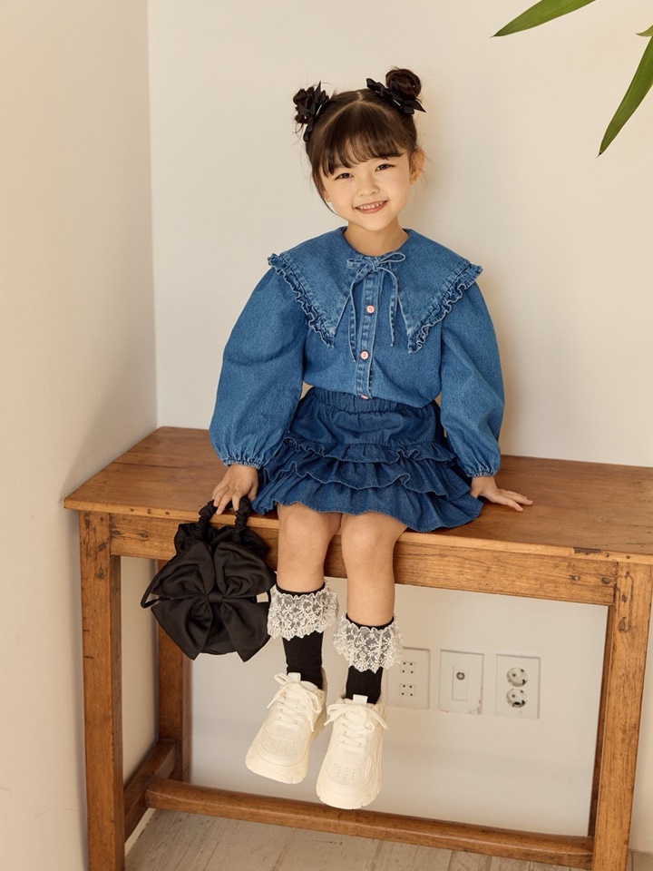 Denim Frill Blouse