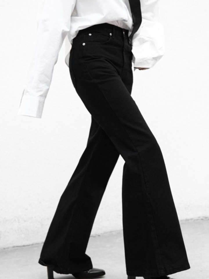 Classic High Waist Boots Cut Flared Black Jeans