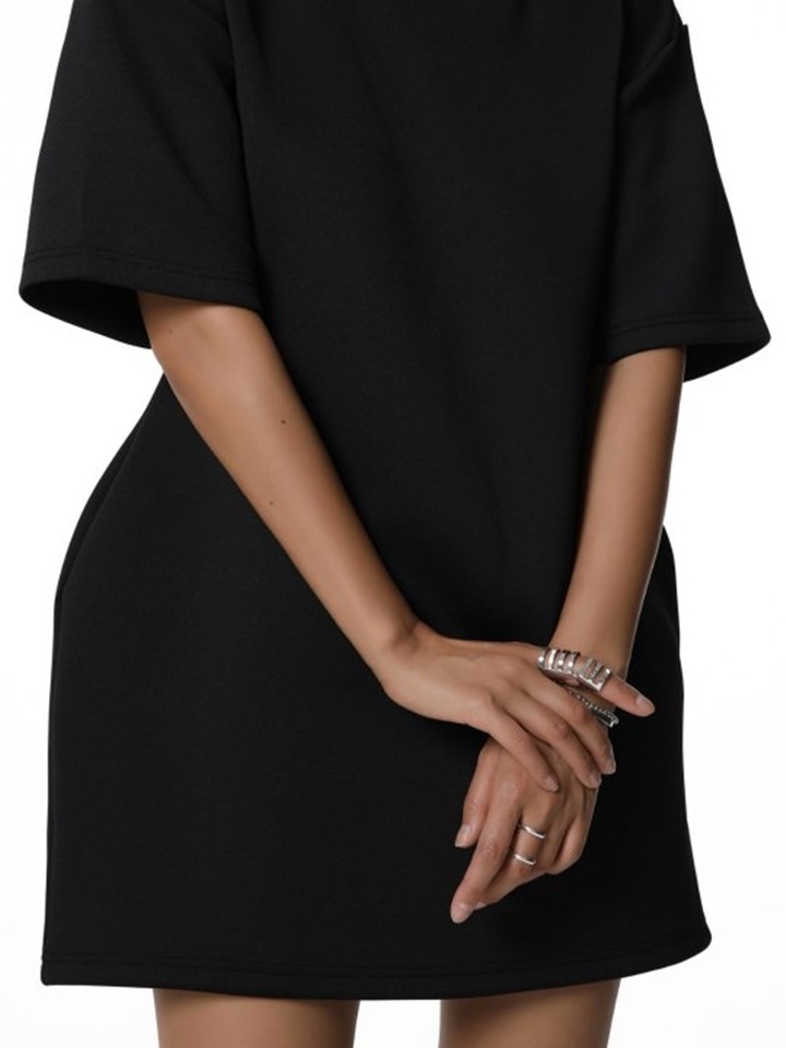 Neoprene Short Sleeves Mini Dress