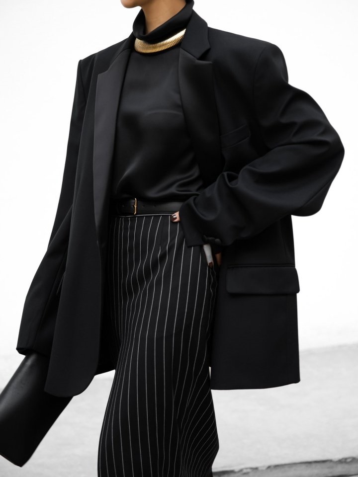 Oversized Silky Lapel Single Tuxedo Blazer