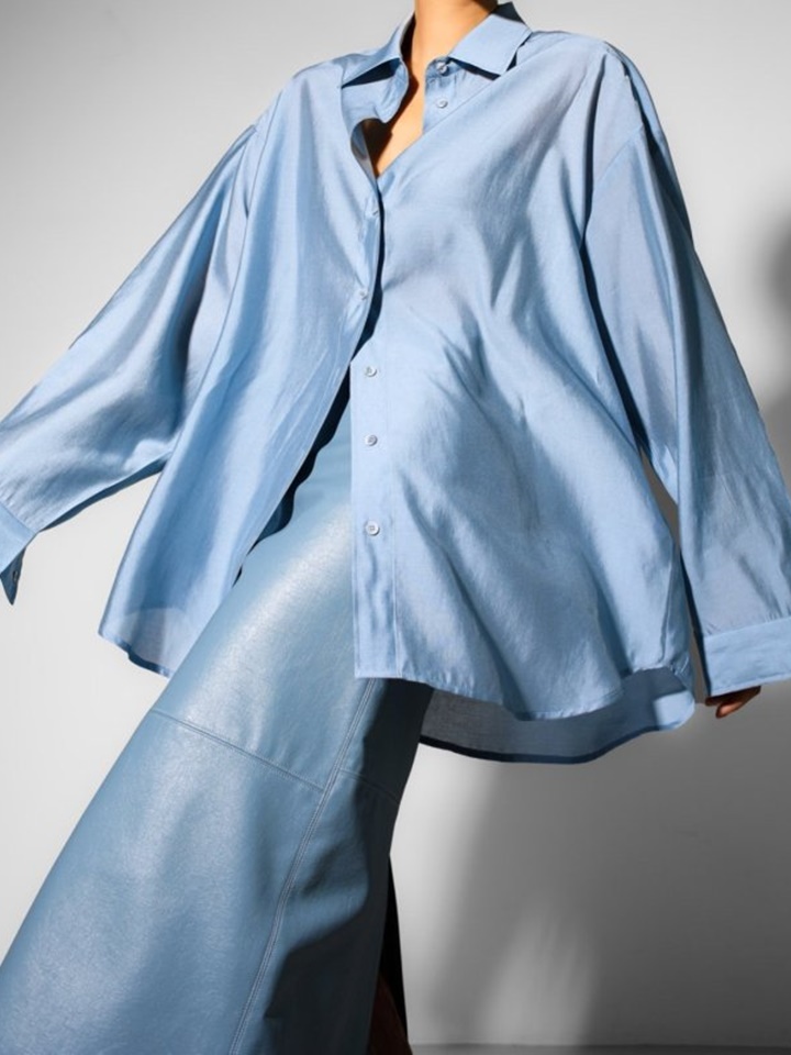 Sheer Silky Classic Button Down Shirt