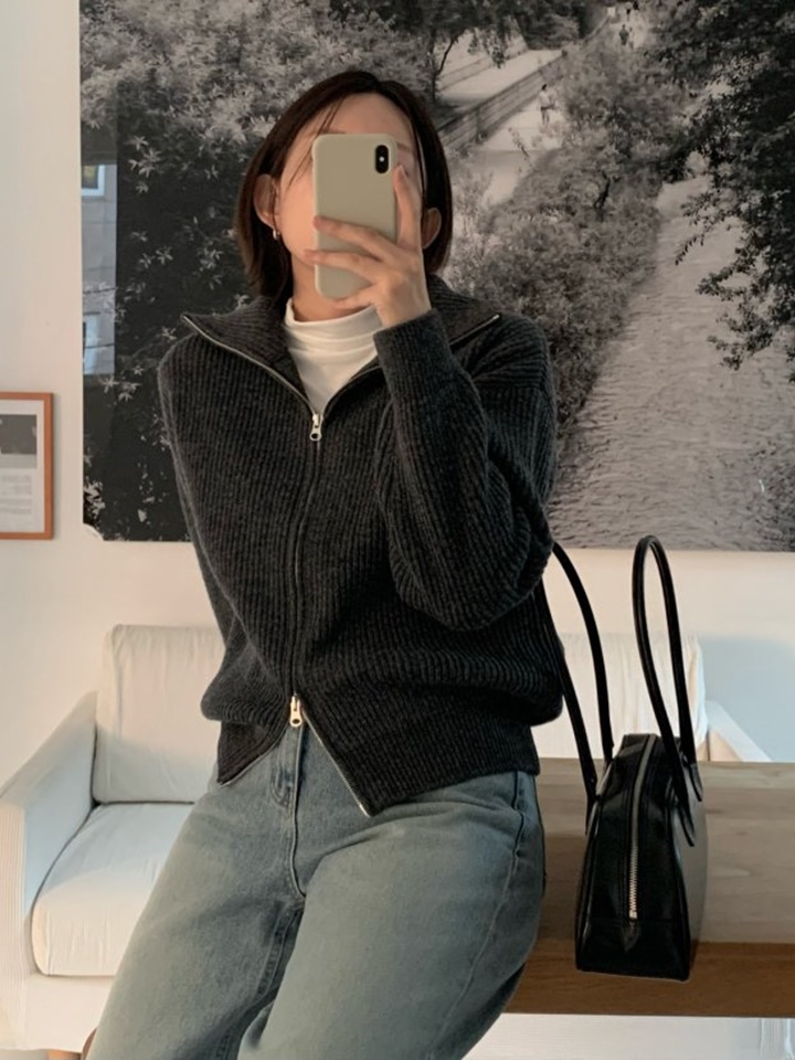 Cœur Collar Zip-up Cardigan