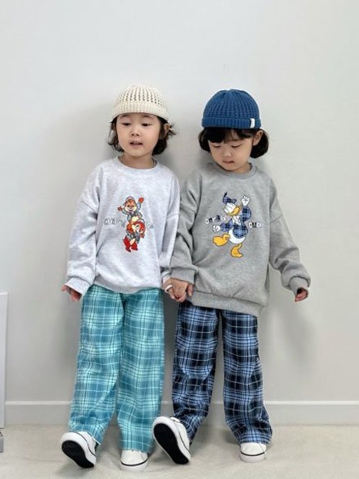 Check Pants Top Bottom Set
