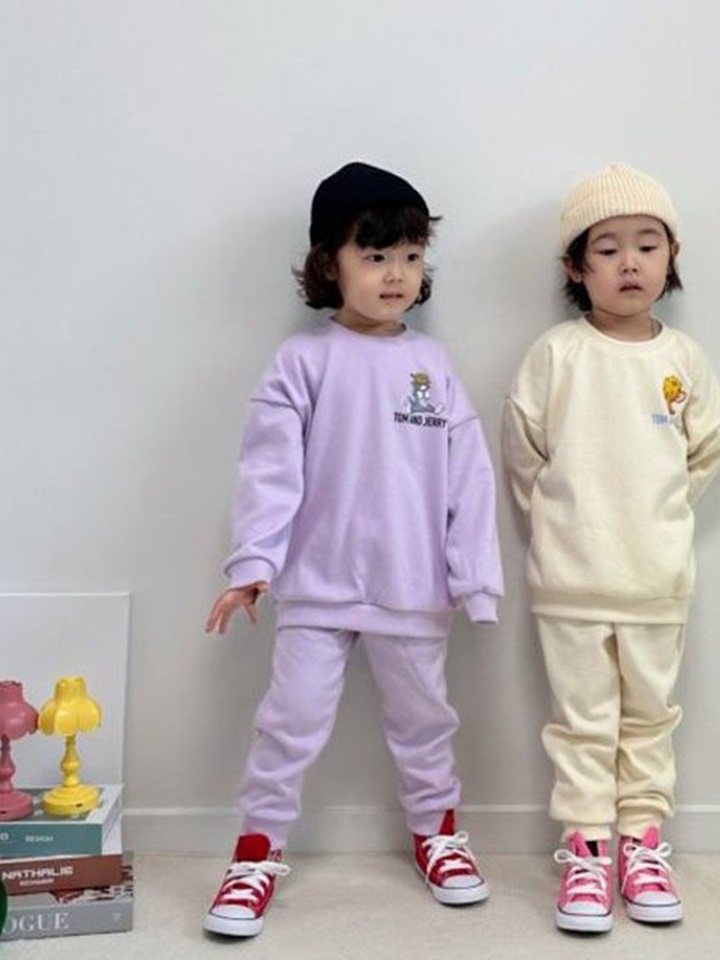 Ivory Purple Top Bottom Set