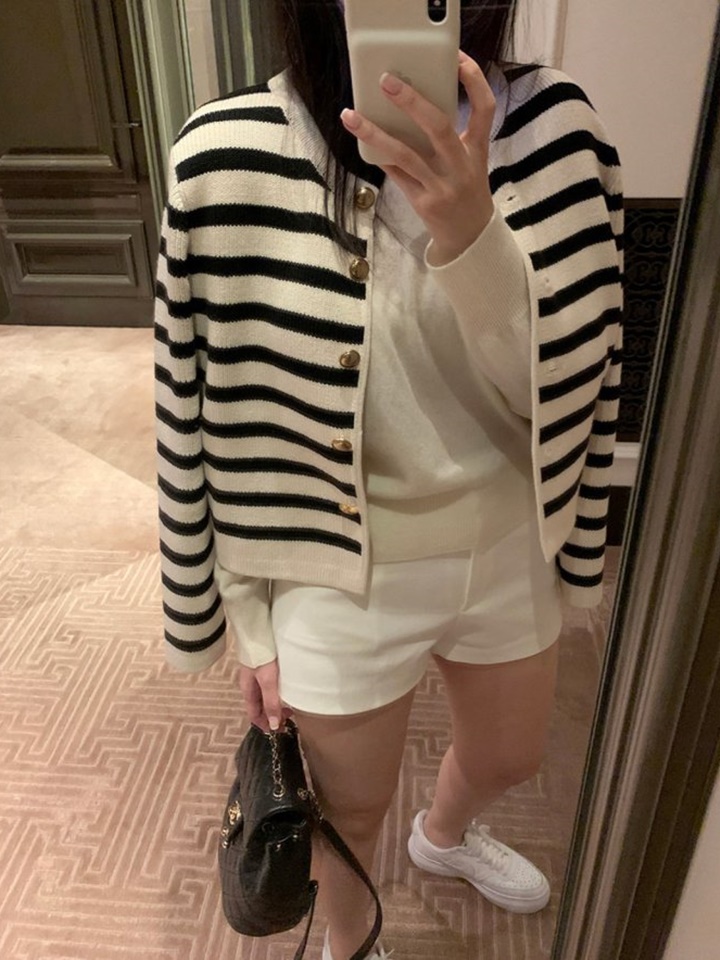 French Stripe Knit Cardigan  