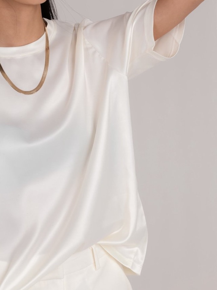 Classic Silky Satin Half Sleeves Top