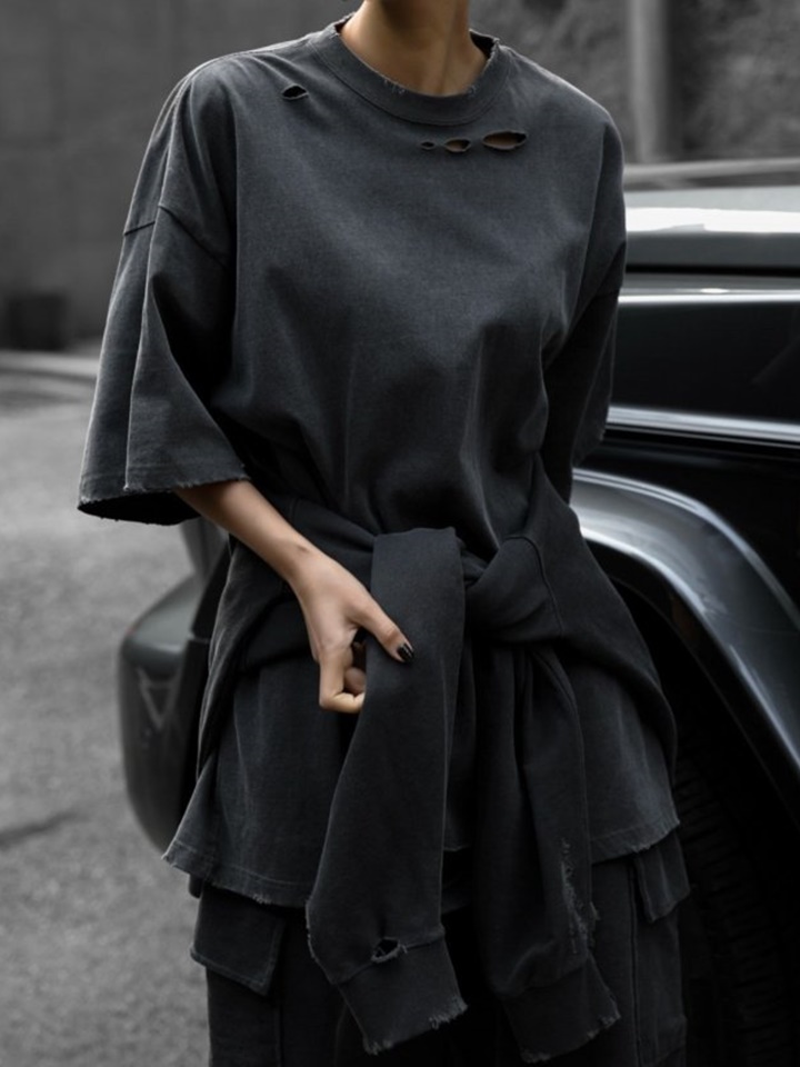 Oversized Pigment Cutted Detail T Shirt
