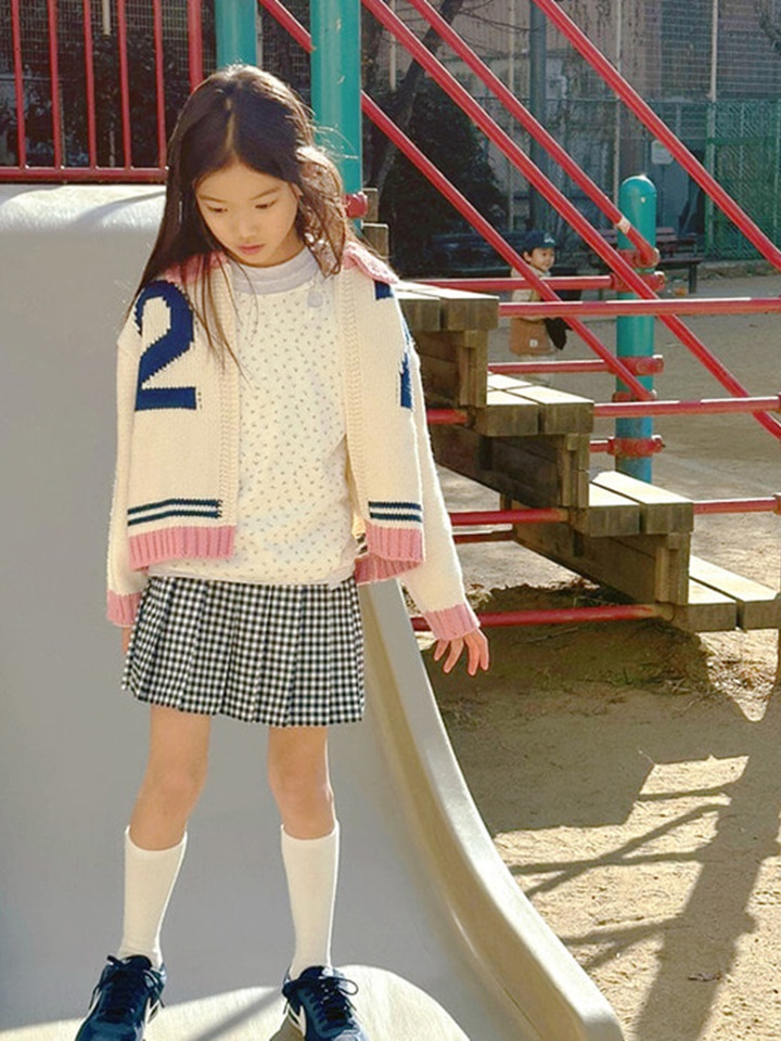 Numbering Knit Collar Zip Up