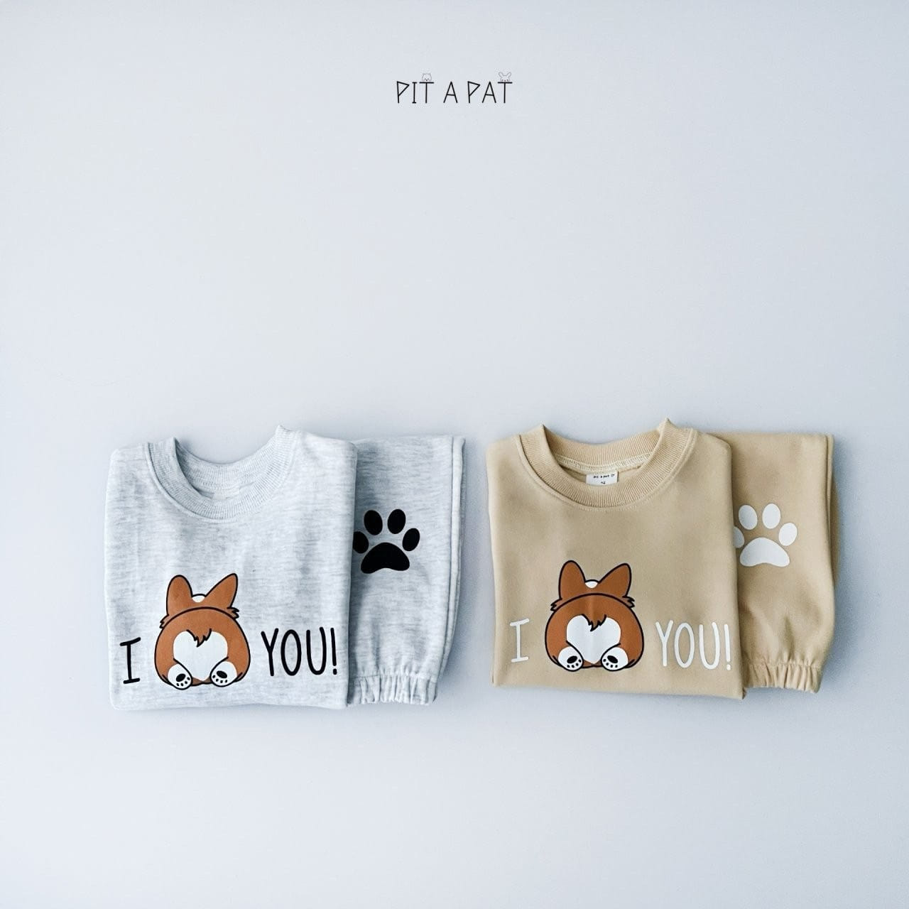 A-Market - Korean Children Fashion - #Kfashion4kids - Corgi Love You Top Bottom Set - 3