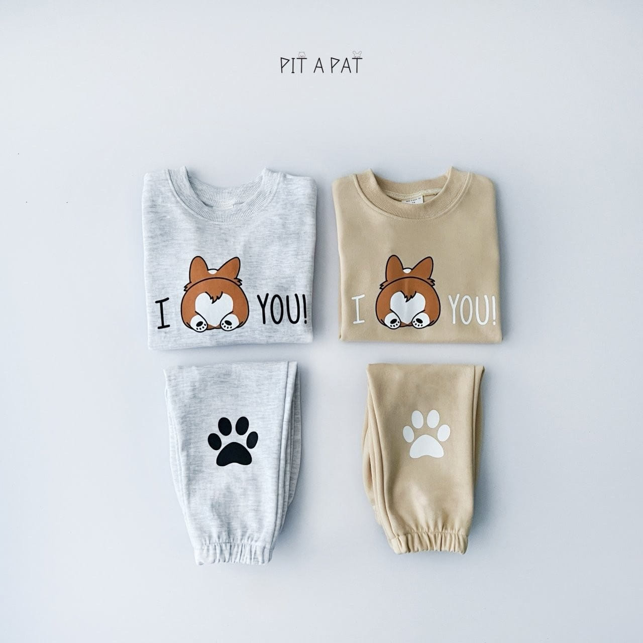 A-Market - Korean Children Fashion - #kidzfashiontrend - Corgi Love You Top Bottom Set - 2