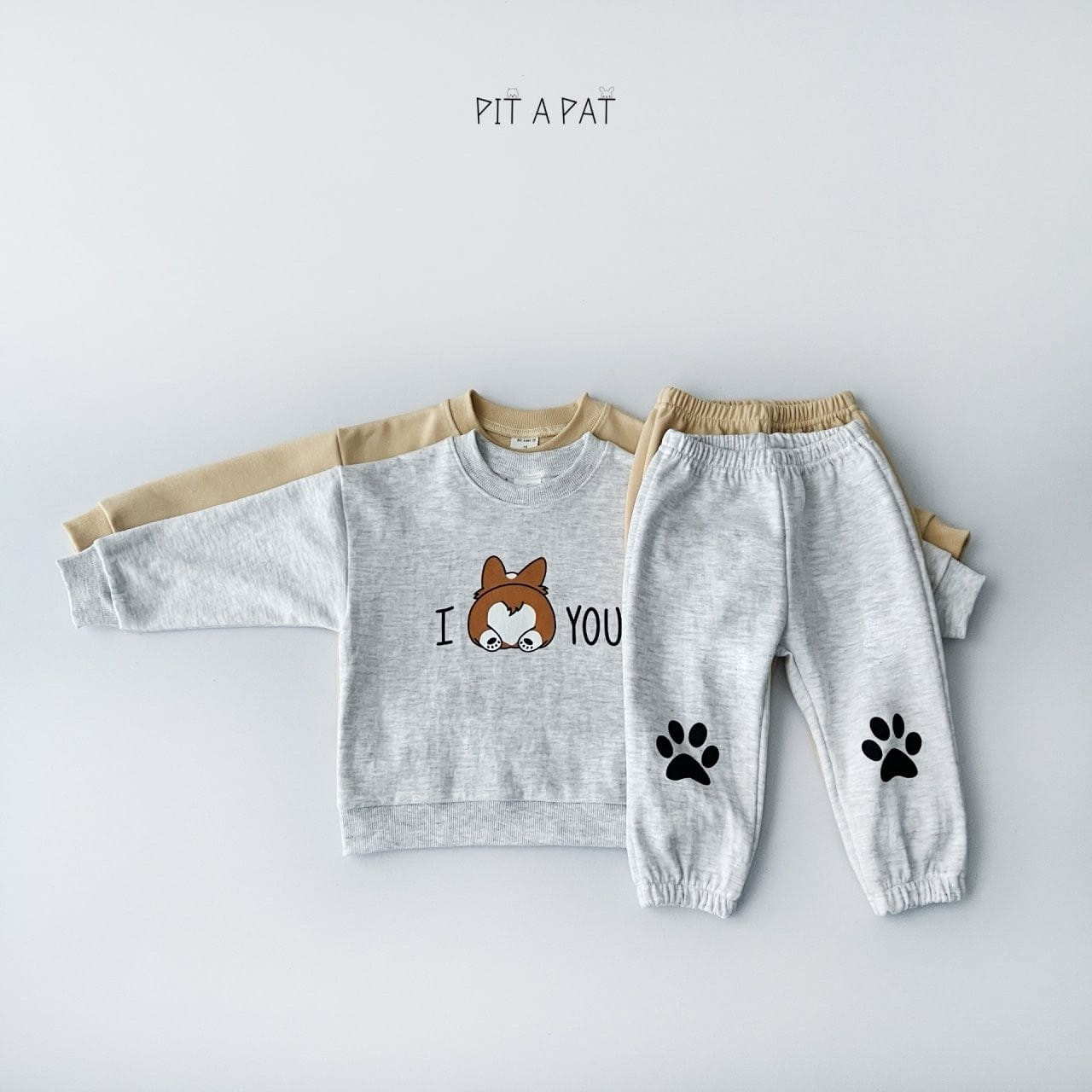 A-Market - Korean Children Fashion - #Kfashion4kids - Corgi Love You Top Bottom Set - 4