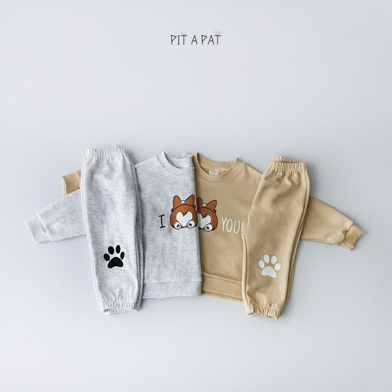 A-Market - Korean Children Fashion - #magicofchildhood - Corgi Love You Top Bottom Set - 5