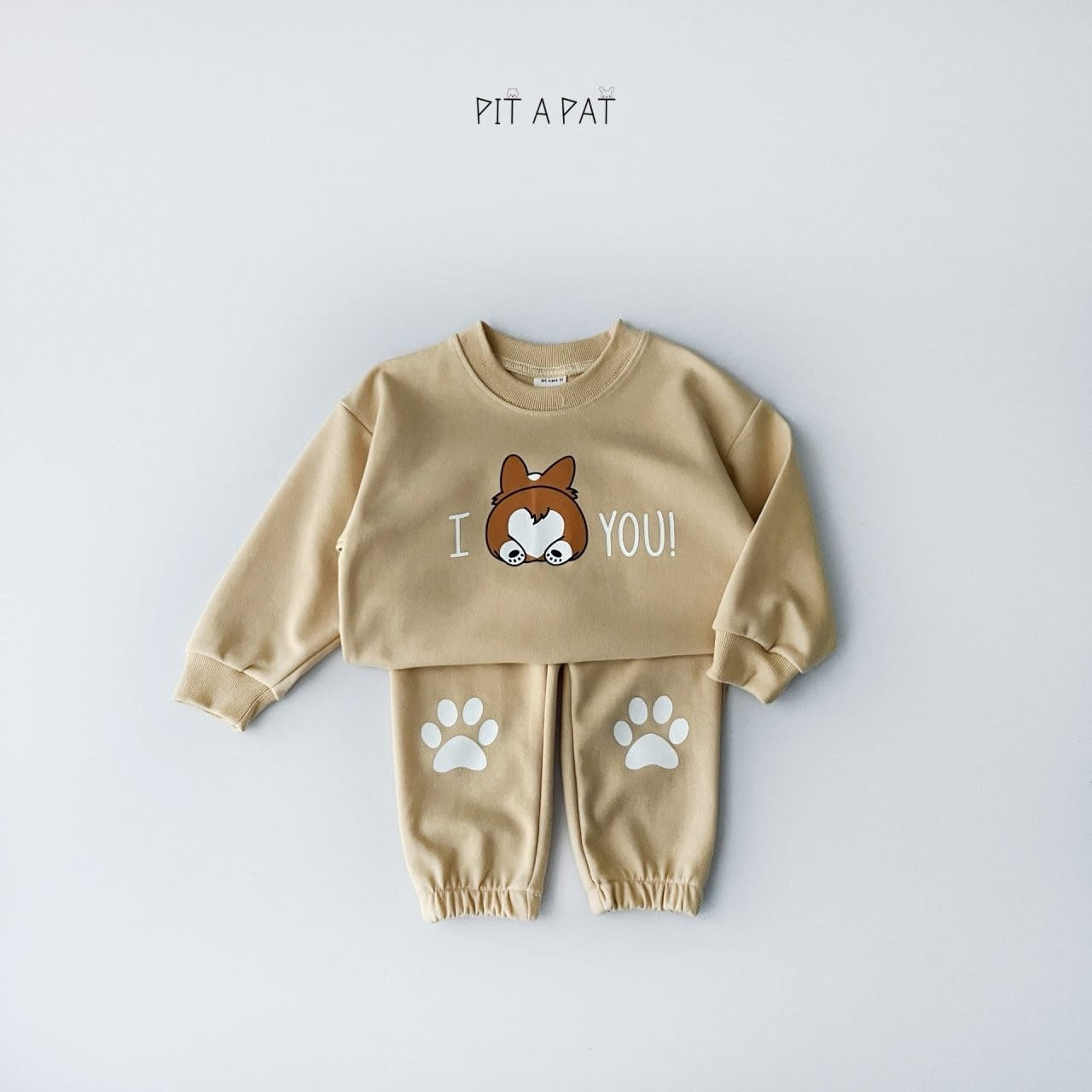 A-Market - Korean Children Fashion - #todddlerfashion - Corgi Love You Top Bottom Set - 8
