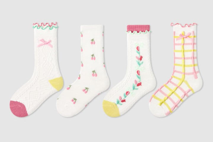 A.JAYE - Korean Children Fashion - #childrensboutique - 624 Cherry Flower Socks