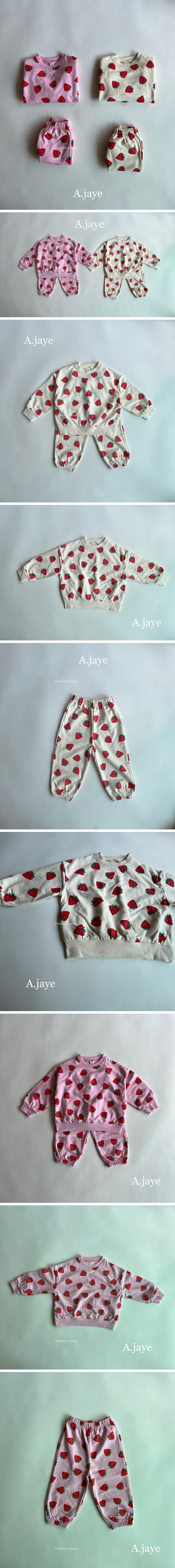 A.JAYE - Korean Children Fashion - #discoveringself - Strawberry Top Bottom Set - 2