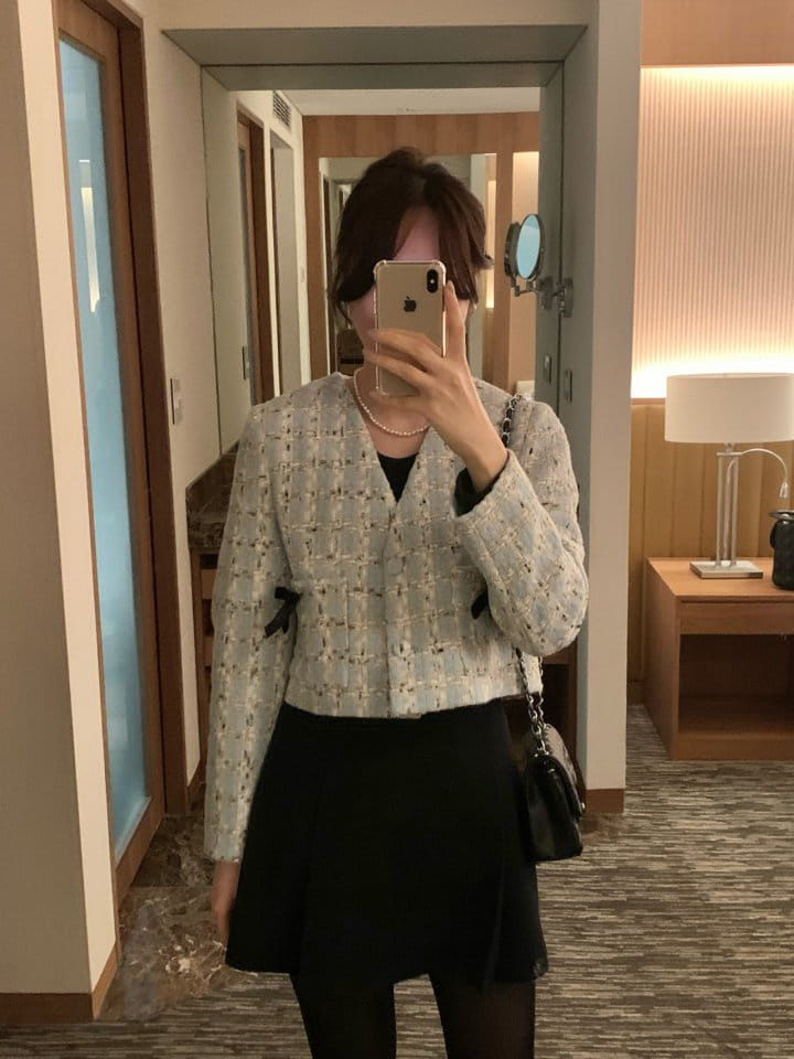 Atthismoment - Korean Women Fashion - #momslook - Ribbon Tweed Jacket - 3
