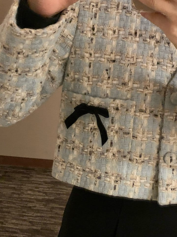 Atthismoment - Korean Women Fashion - #momslook - Ribbon Tweed Jacket - 5