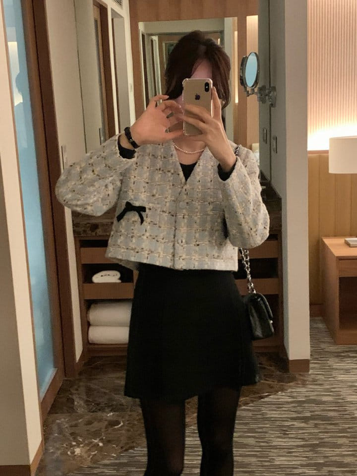 Atthismoment - Korean Women Fashion - #momslook - Ribbon Tweed Jacket - 6