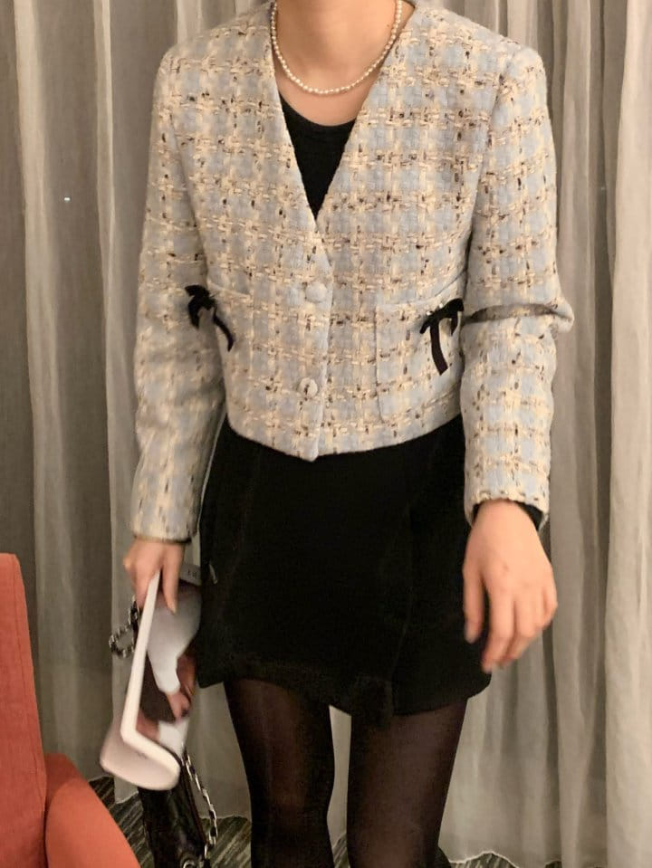 Atthismoment - Korean Women Fashion - #momslook - Ribbon Tweed Jacket - 7
