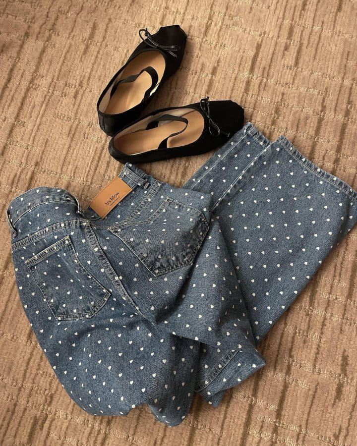 Atthismoment - Korean Women Fashion - #momslook - Heart Denim Pants