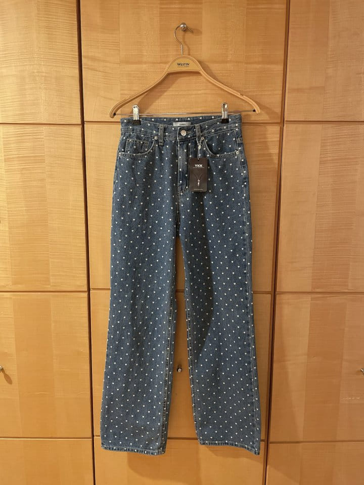 Atthismoment - Korean Women Fashion - #restrostyle - Heart Denim Pants - 6