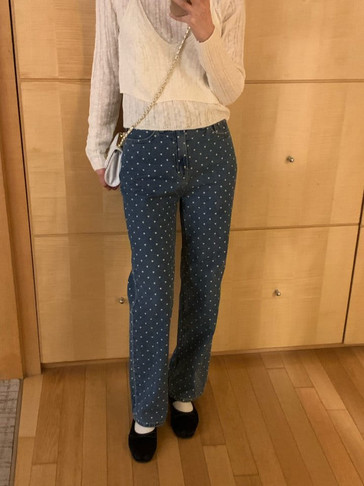 Atthismoment - Korean Women Fashion - #shopsmall - Heart Denim Pants - 8