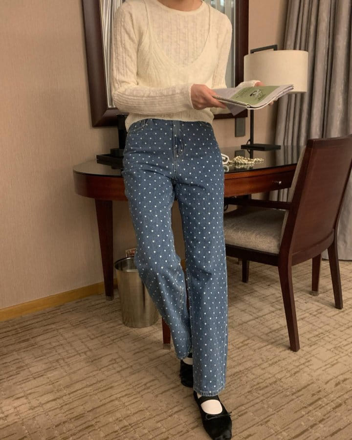 Atthismoment - Korean Women Fashion - #vintageinspired - Heart Denim Pants - 3