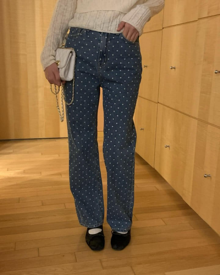 Atthismoment - Korean Women Fashion - #vintageinspired - Heart Denim Pants - 4
