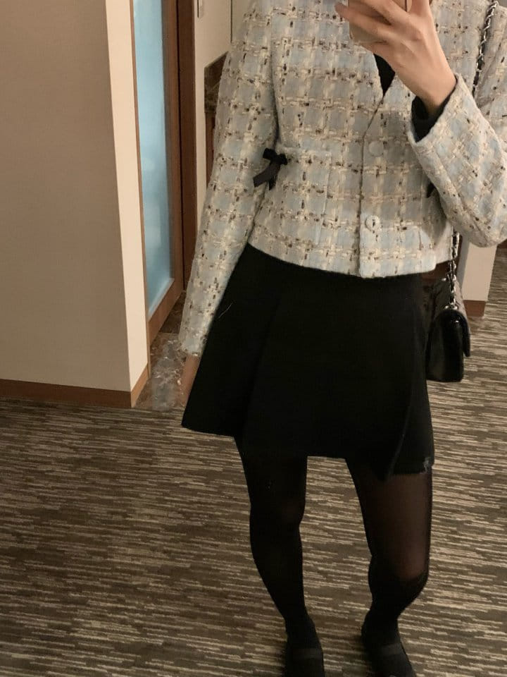Atthismoment - Korean Women Fashion - #momslook - Ribbon Tweed Jacket - 4