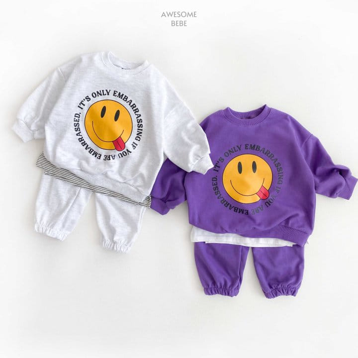 Awesome Bebe - Korean Children Fashion - #kidsstore - Smile Merong Top Bottom Set
