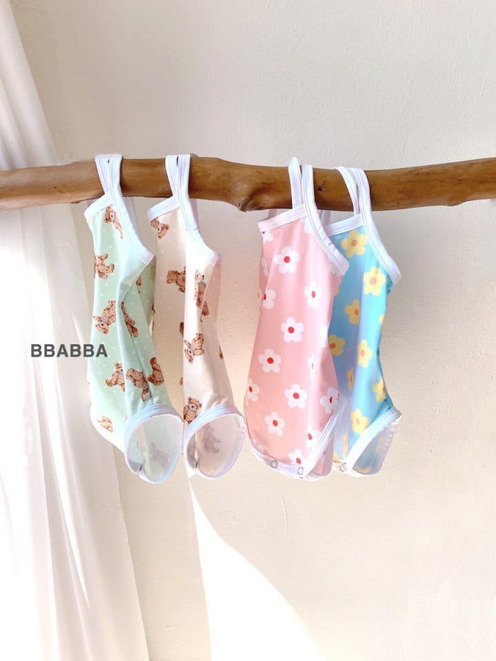 Bbabba - Korean Baby Fashion - #babyoutfit - String Swimsuit Bonnet Set - 2