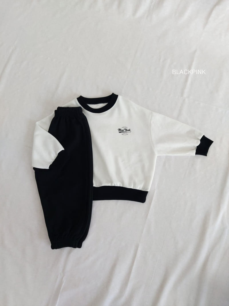 Black Pink - Korean Children Fashion - #kidsshorts - Newyork Top Bottom Set - 5