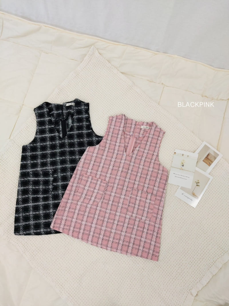 Black Pink - Korean Children Fashion - #minifashionista - Tweed One-Piece - 2