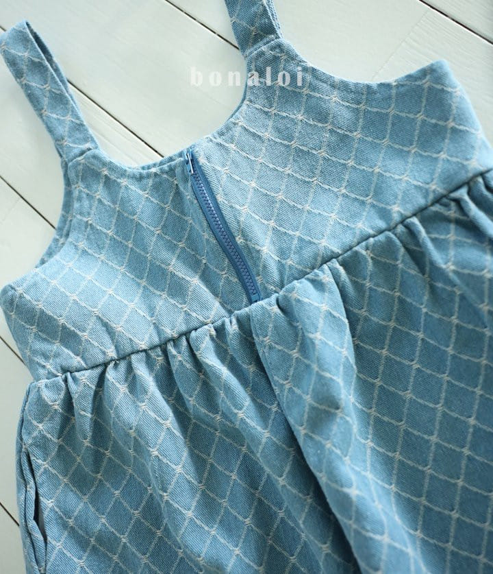 Bonaloi - Korean Children Fashion - #Kfashion4kids - Denim Jacquard Overalls - 11