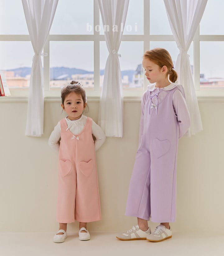 Bonaloi - Korean Children Fashion - #Kfashion4kids - Heart Pocket Overalls - 6