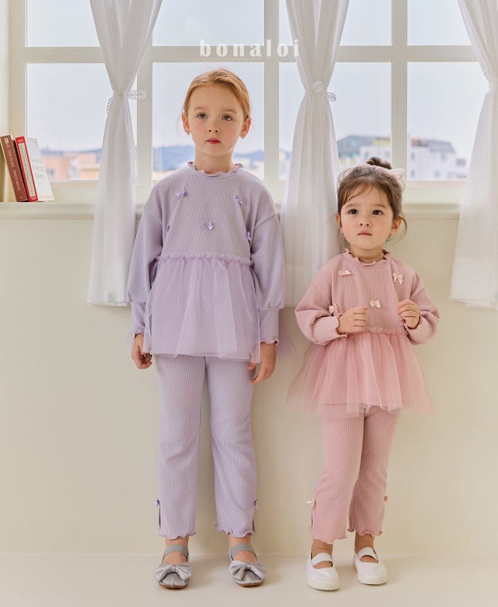 Bonaloi - Korean Children Fashion - #kidzfashiontrend - Base Sha Top Bottom Set - 4