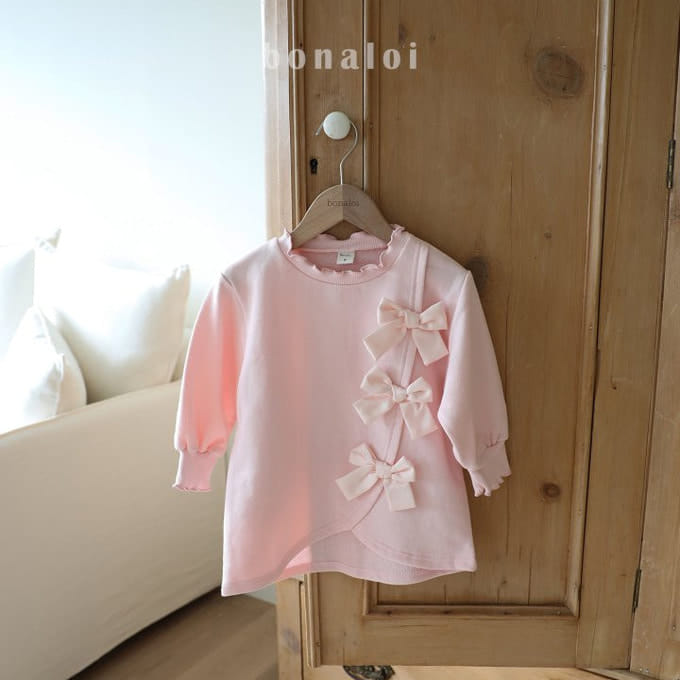 Bonaloi - Korean Children Fashion - #childofig - Ribbon Unbalance Long Tee