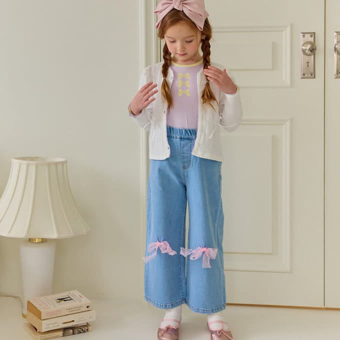 Bonaloi - Korean Children Fashion - #designkidswear - Yellow Ribbon Denim Pants