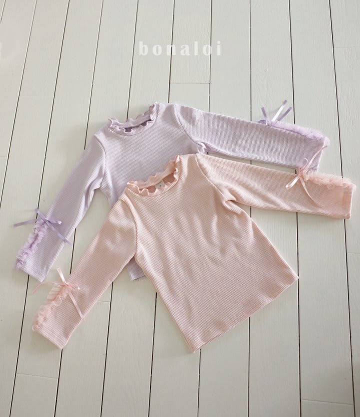 Bonaloi - Korean Children Fashion - #magicofchildhood - Sleeve Frill Tee - 2