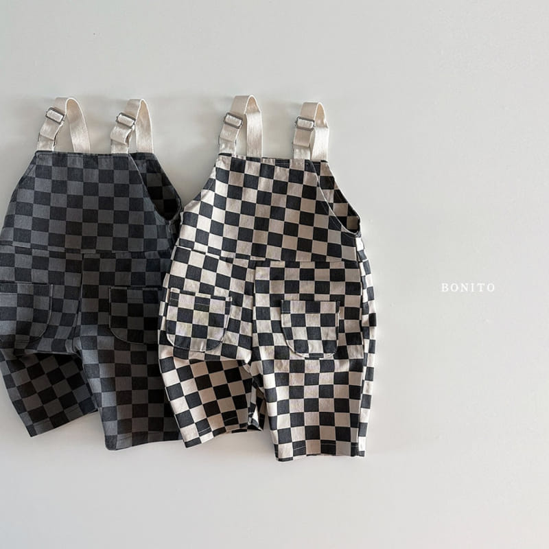 Bonito - Korean Baby Fashion - #babyboutique - Tape Check Dumgarees - 2