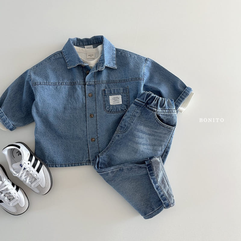Bonito - Korean Baby Fashion - #babyclothing - Label Denim Shirt - 9