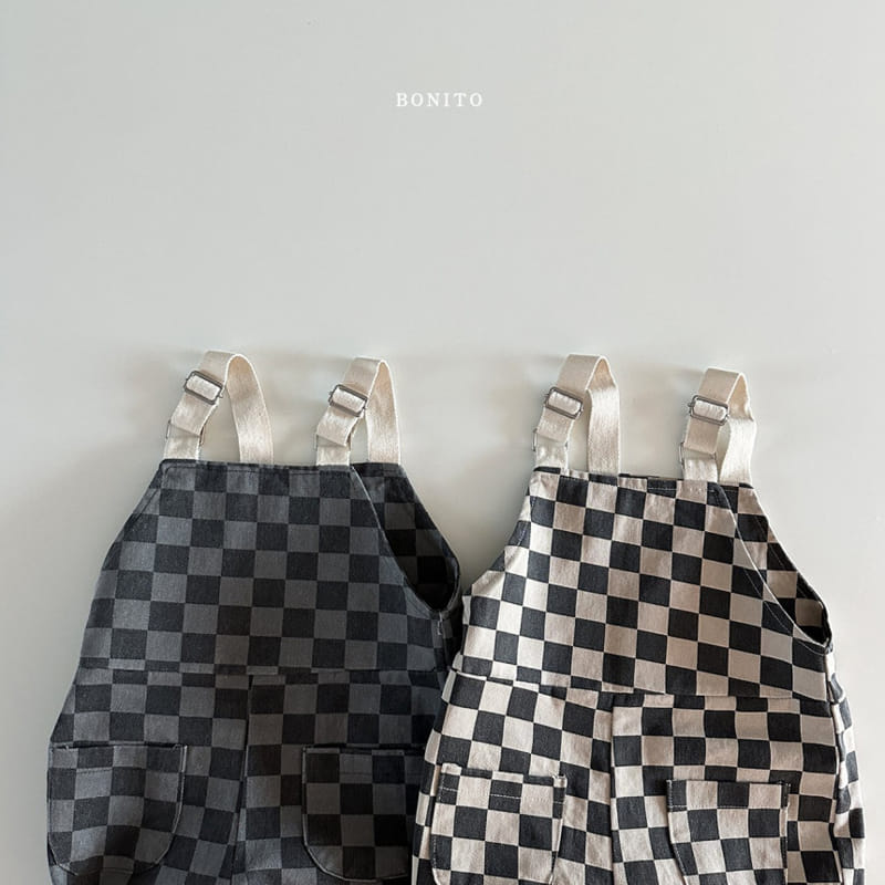 Bonito - Korean Baby Fashion - #babyboutiqueclothing - Tape Check Dumgarees - 4