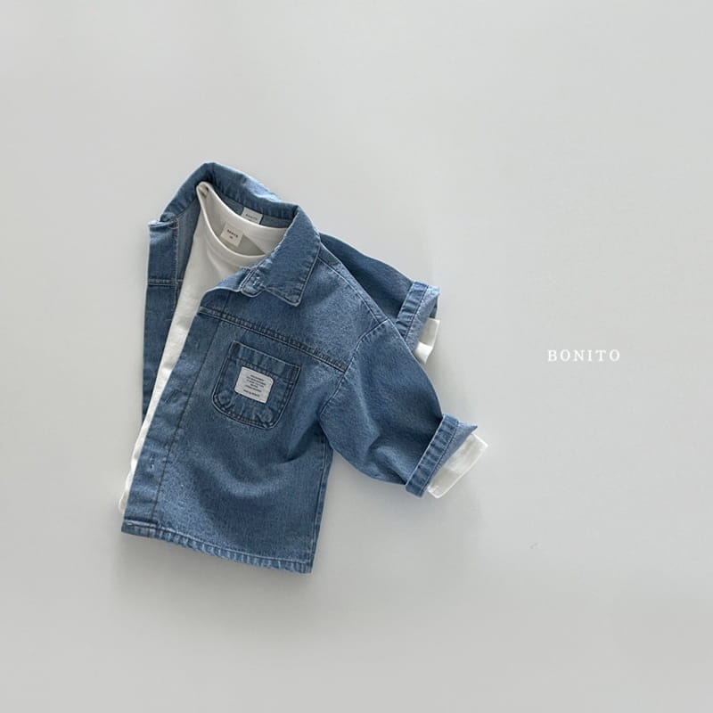 Bonito - Korean Baby Fashion - #babyoutfit - Label Denim Shirt